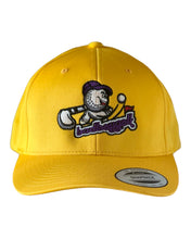 Load image into Gallery viewer, BADBOYGOLF Gold and Purple Snapback Cap